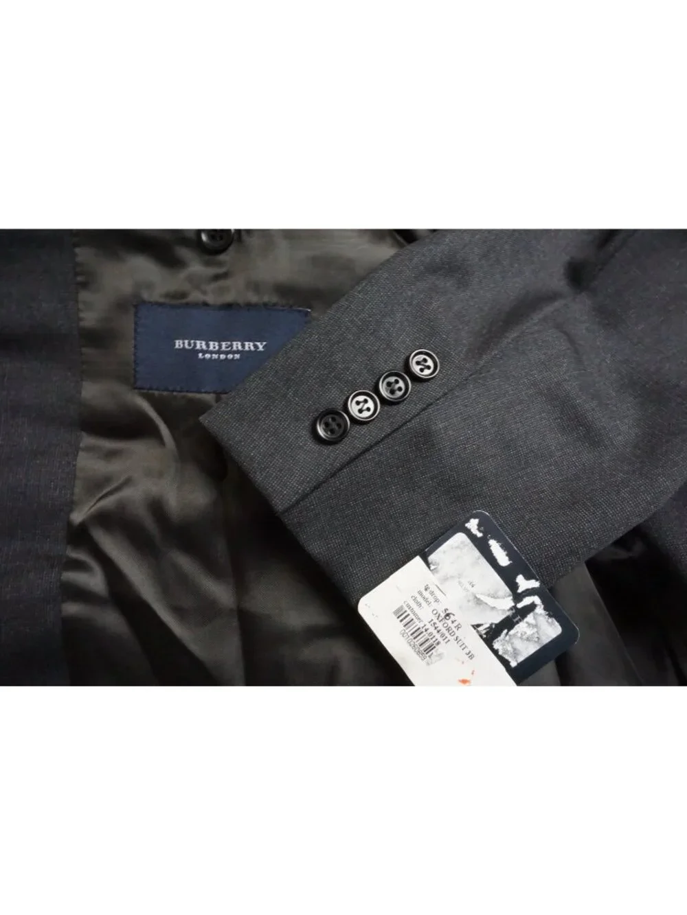 Burberry London Oxford Gray Woven S100s Wool 2 Pc Suit Jacket Pant 46R Brand NEW
